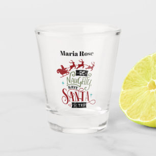 funny Christmas Santa word art Shot Glass