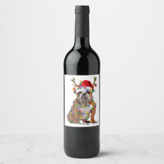 Funny Christmas Santa Wrestling Xmas  Wine Label