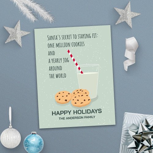 Funny Christmas Santas Cookies and Milk Holiday Postcard