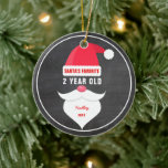 Funny Christmas Santa's Favorite 2 Year Old Photo Ceramic Ornament<br><div class="desc">Tell everyone who Santa's favorite 2 year old is (or any age). Ornament features a Santa Claus Hat, mustache, beard and text that reads "Santa's Favorite" 2 Year Old but you can fill in the blank . . . . 3 year old, baby, Brother, Sister, Mom, Boss, Uncle, Dad, Aunt,...</div>