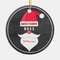 Funny Christmas Santa's Favorite Boss Custom Ceramic Ornament