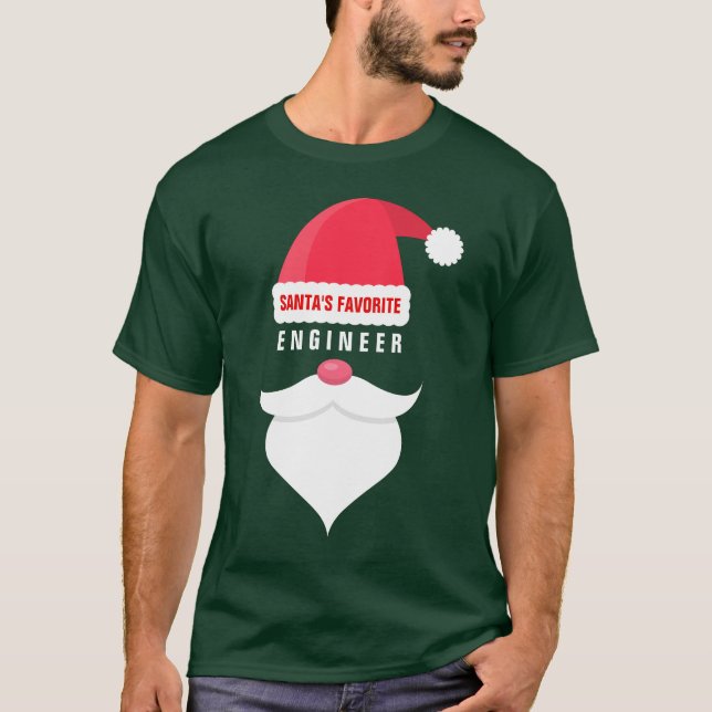 Funny Christmas Santa's Favorite Engineer Custom T-Shirt (Front)