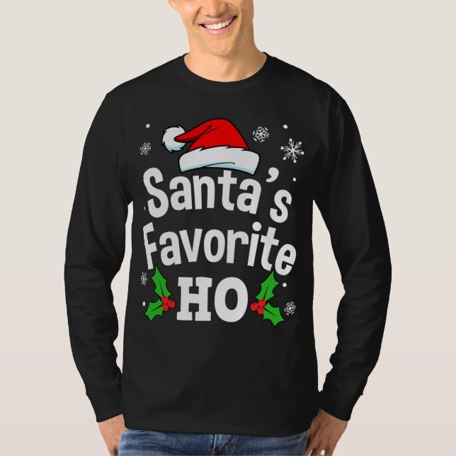 Funny Christmas Santa's Favorite Ho Cute T-Shirt (Front)