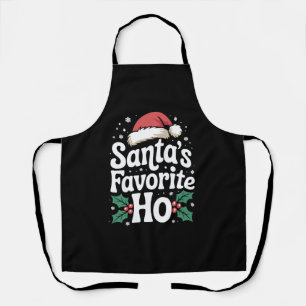 Funny Christmas Santa's Favorite Ho Naughty Pajama Apron