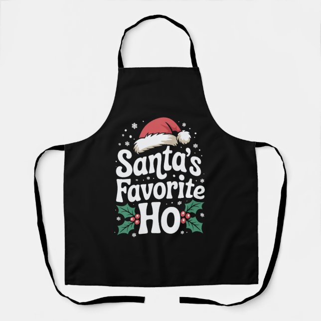 Funny Christmas Santa's Favorite Ho Naughty Pajama Apron (Front)