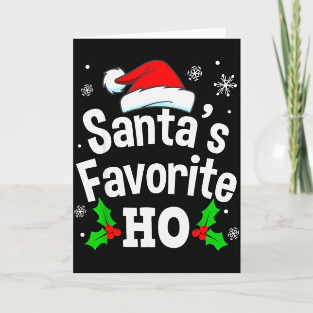 Funny Christmas Santa's Favorite Ho Naughty Pajama Card (Front)