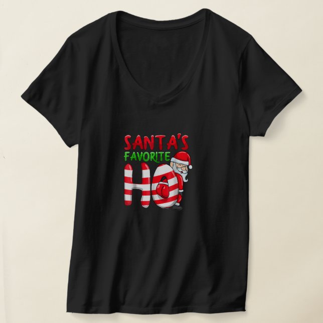 Funny Christmas Santas Favorite Ho Santa Favorite T-Shirt (Laydown)