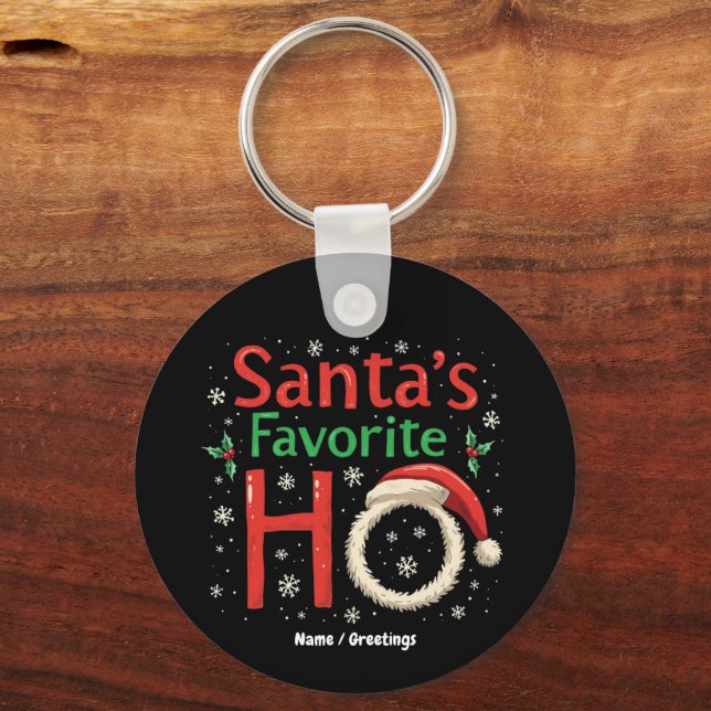 Funny Christmas Santa's Favorite Ho Xmas Pajama Keychain (Front)