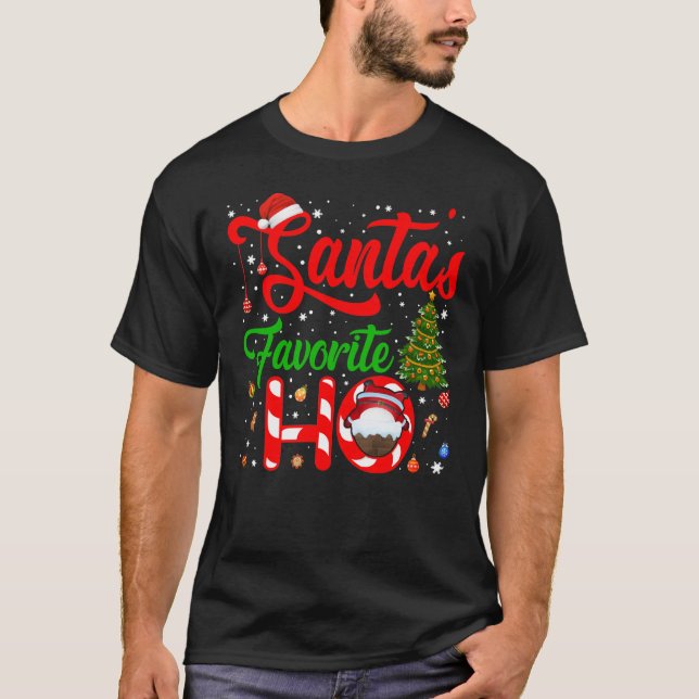 Funny Christmas Santa's Favorite Ho Xmas T-Shirt (Front)