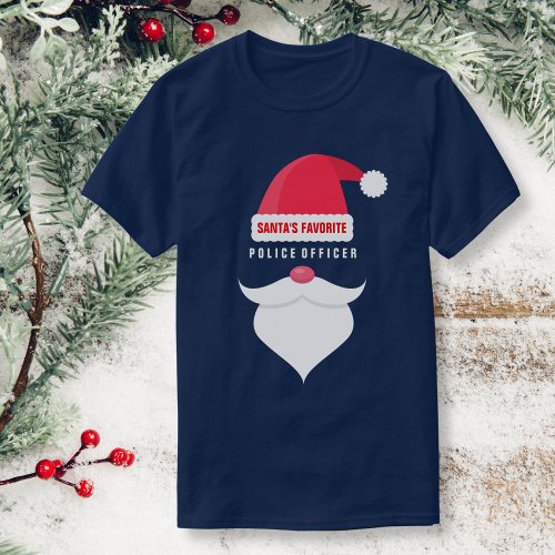 Funny Christmas Santas Favorite Police Officer T_Shirt