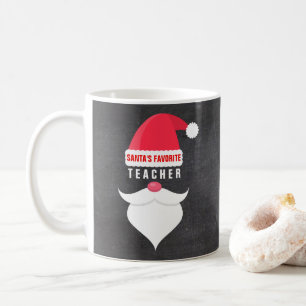 Funny Christmas Santa's Favorite Teacher Custom Coffee Mug