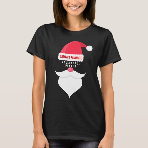Funny Christmas Santas Favorite Volleyball Player T_Shirt