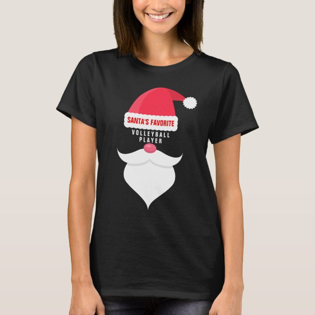 Funny Christmas Santa's Favorite Volleyball Player T-Shirt (Front)