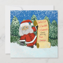 Funny Christmas Santa's List Of Gifts Holiday Card | Zazzle