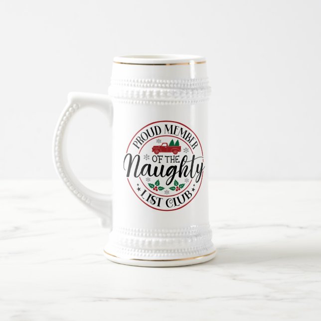 Funny Christmas Santa's list word art  Beer Stein (Left)