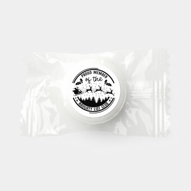 Funny Christmas Santa's list word art  Life Saver® Mints (Front)