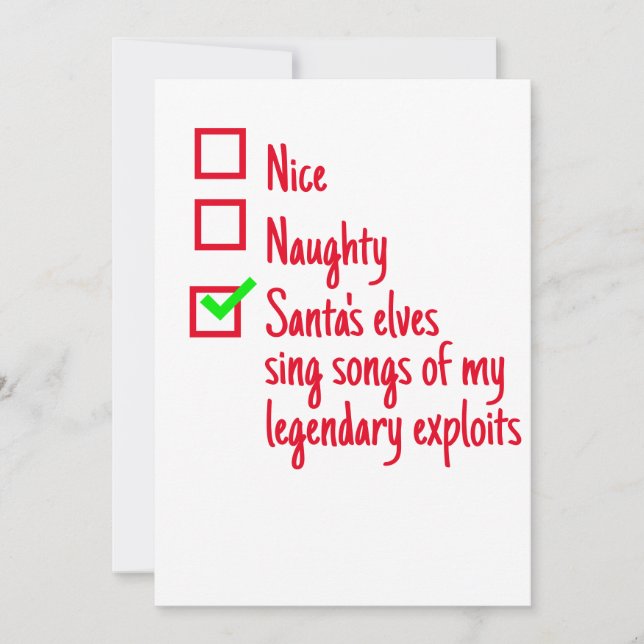 Funny Christmas Santa's Naughty List Holiday Card (Front)