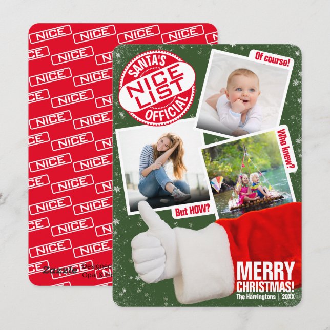 Funny Christmas Santa's Official Nice List | Photo Holiday Card (Front/Back)