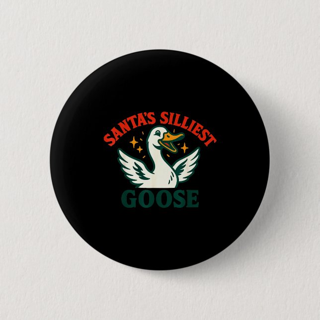 Funny Christmas Santas Silliest Goose Humor  Button (Front)