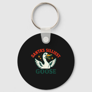 Funny Christmas Santas Silliest Goose Humor Keychain
