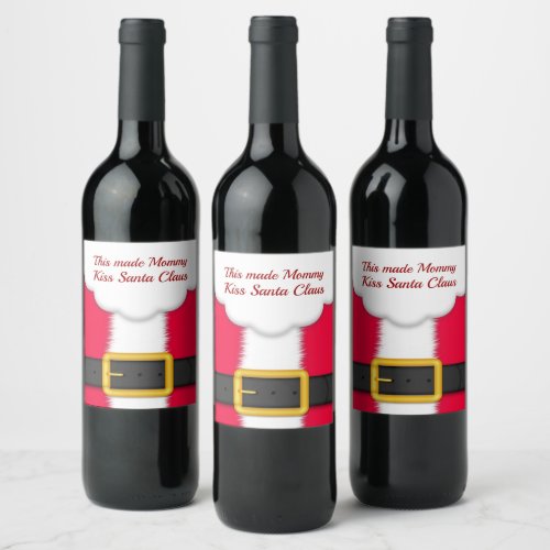 Funny Christmas Santas Suit and Beard Wine Label