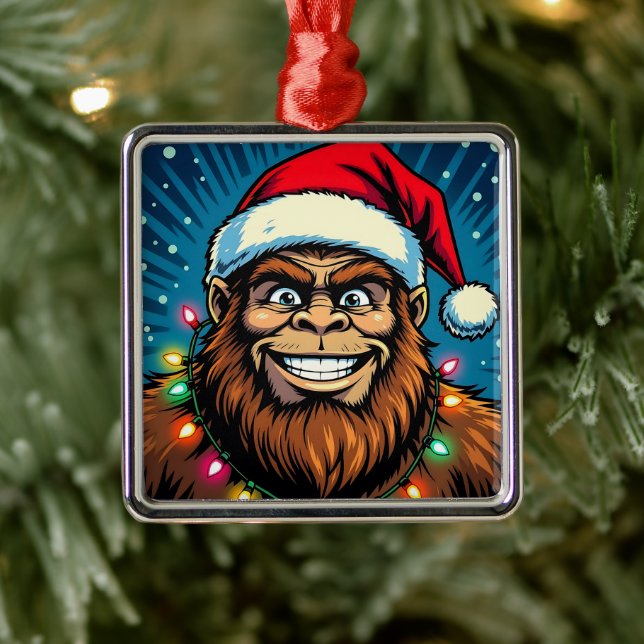 Funny Christmas Sasquatch  Bigfoots Metal Ornament (Tree)