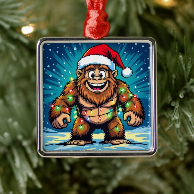 Funny Christmas Sasquatch  Bigfoots Metal Ornament (Tree)