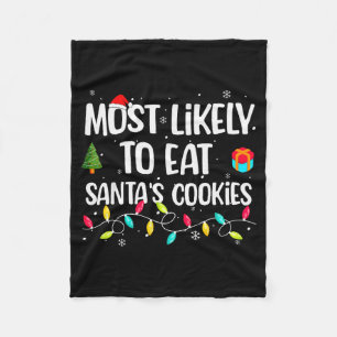 Funny Christmas Saying Santa's Hat Family Party Me Fleece Blanket