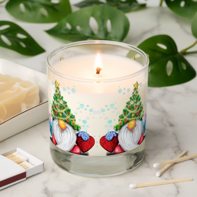 Funny Christmas Scented Candle Gnome with Gifts (Lit)