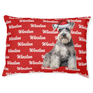 Funny Christmas Schnauzer with Dog's Name Pet Bed
