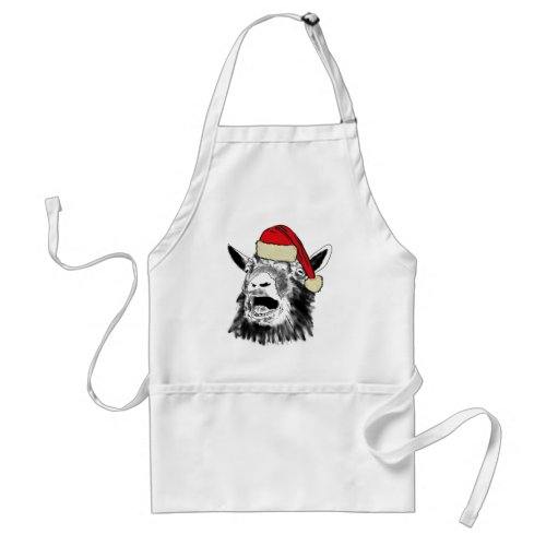 Funny Christmas Screaming Goat Adult Apron