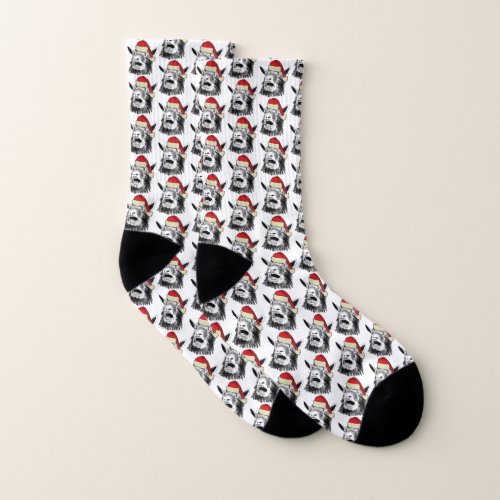 Funny Christmas Screaming Goat Animal Art Humour Socks