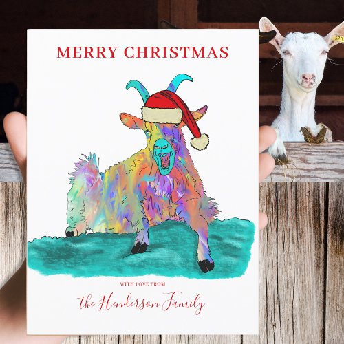 Funny Christmas Screaming Goat Budget Holiday Postcard