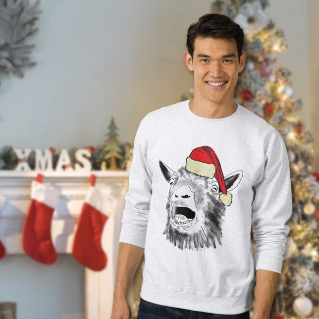Funny Christmas Screaming Goat Sweatshirt (Funny christmas screaming goat animal art T-shirt)