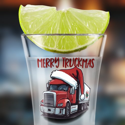 Funny Christmas Semi Transport Truck Truckmas Shot Glass
