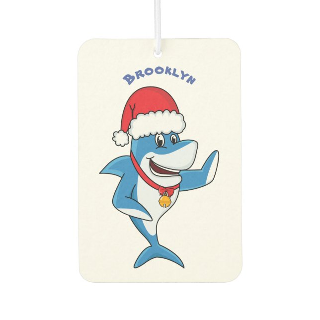 Funny Christmas shark cartoon illustration Air Freshener (Front)