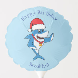 Funny Christmas shark cartoon illustration Balloon