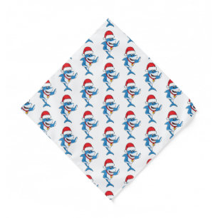 Funny Christmas shark cartoon illustration Bandana