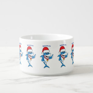 Funny Christmas shark cartoon illustration Bowl