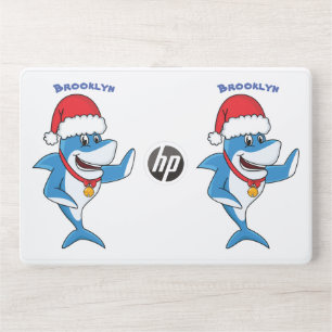 Funny Christmas shark cartoon illustration HP Laptop Skin