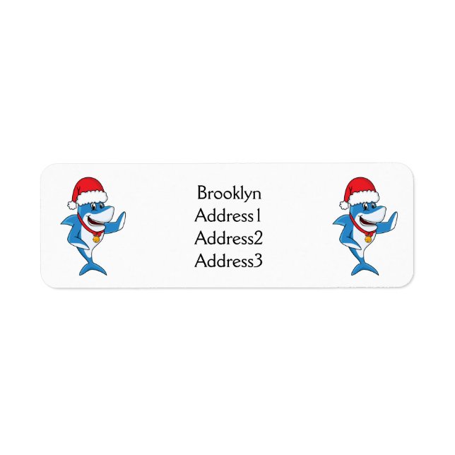 Funny Christmas shark cartoon illustration Label (Front)