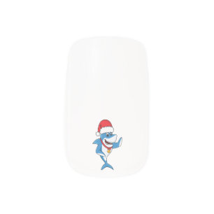 Funny Christmas shark cartoon illustration Minx Nail Art