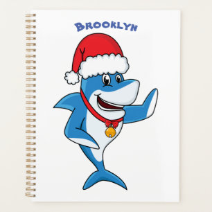 Funny Christmas shark cartoon illustration Planner