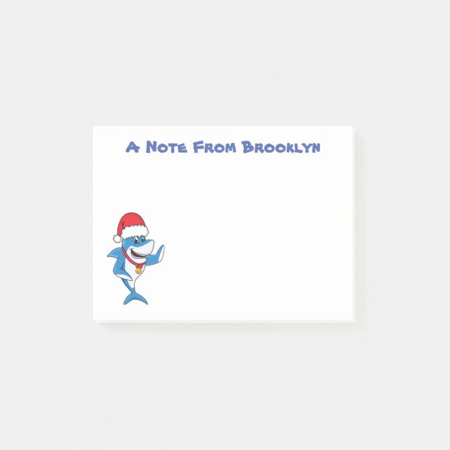 Funny Christmas shark cartoon illustration Post-it Notes (Front)