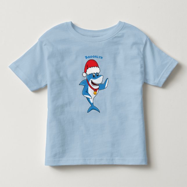 Funny Christmas shark cartoon illustration Toddler T-shirt (Front)