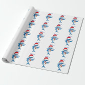 Funny Christmas shark cartoon illustration Wrapping Paper (Unrolled)