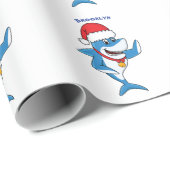 Funny Christmas shark cartoon illustration Wrapping Paper (Roll Corner)