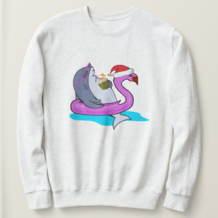 Funny Christmas Shark Design Hoodie Sweatshirt 