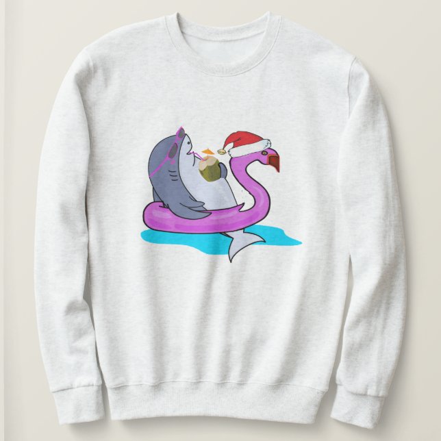 Funny Christmas Shark Design Hoodie Sweatshirt  (Design Front)