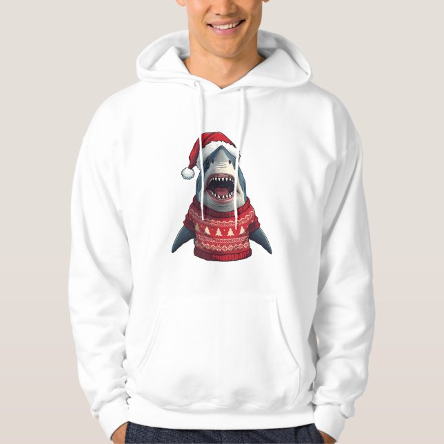 Funny Christmas Shark Ugly Sweater T-Shirt  (Front)